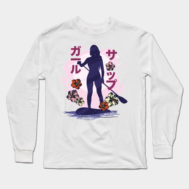 SUP Standup Paddle Board Japanese Letters Long Sleeve T-Shirt by MarkusShirts